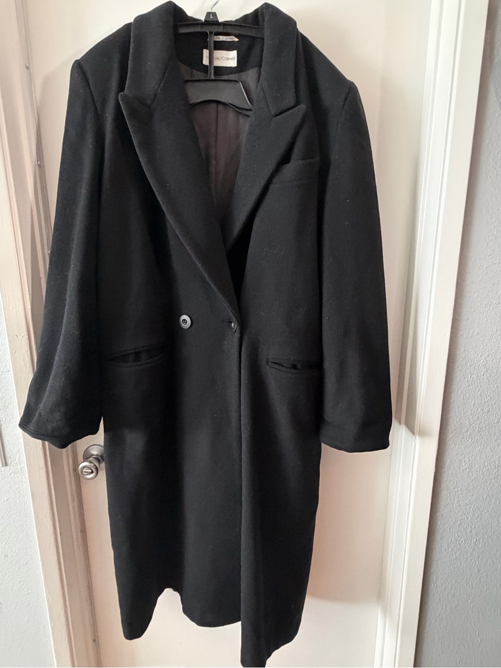 Vintage Casual Corner Black Wool Trench Coat
